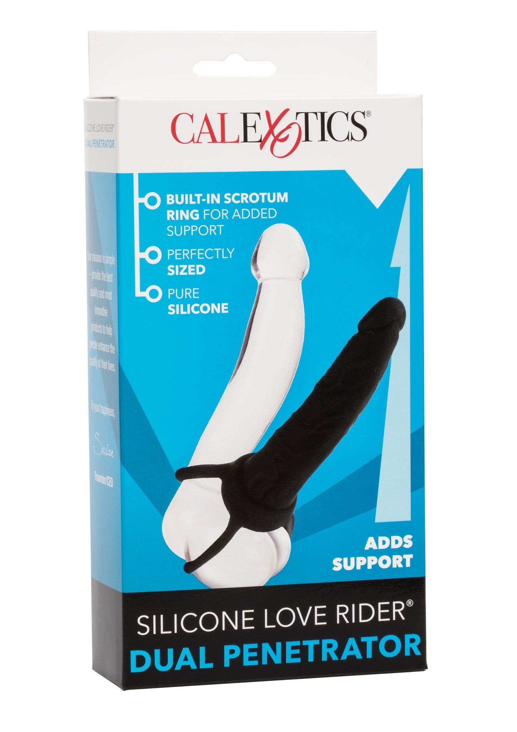 Double-ended black silicone dildo
