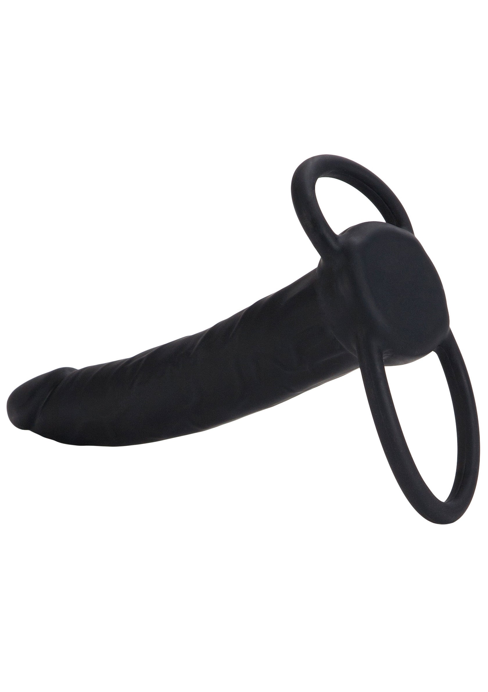 Double-ended black silicone dildo
