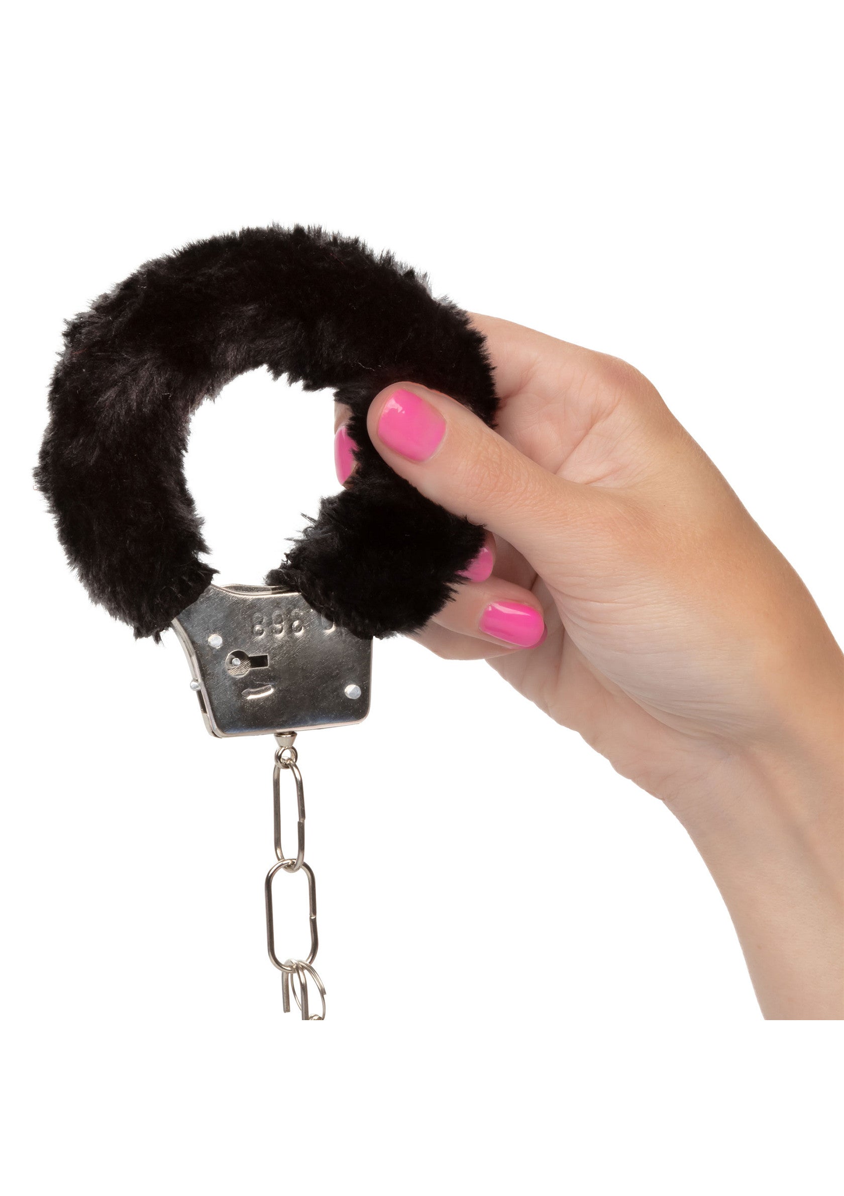 Playful black furry wristbands