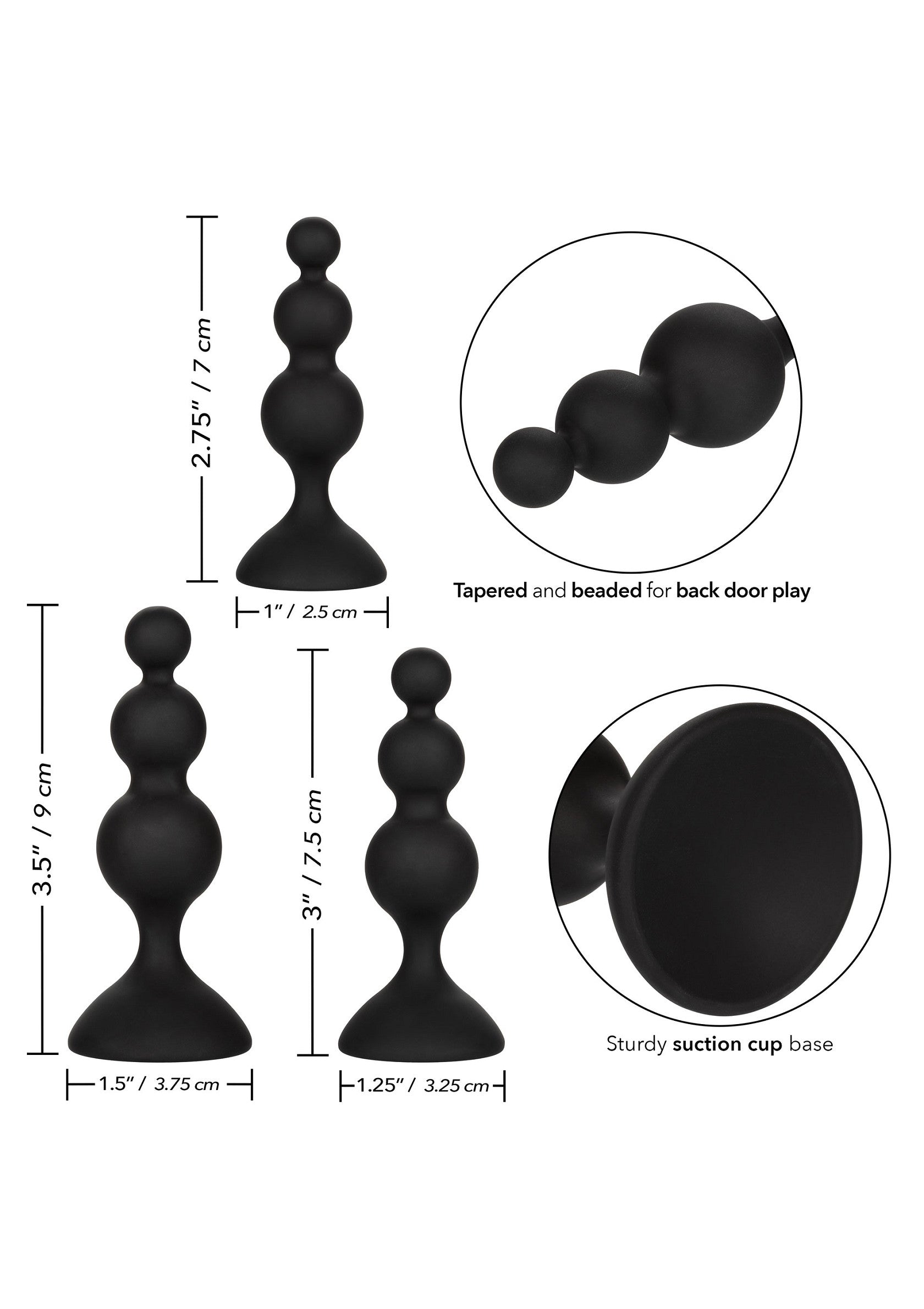 Black silicone bead anal kit