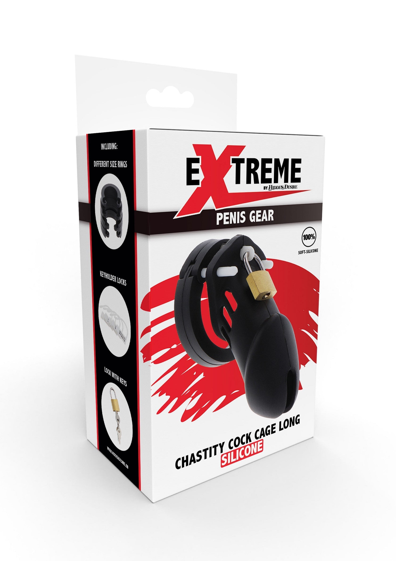 Large black silicone penis cage