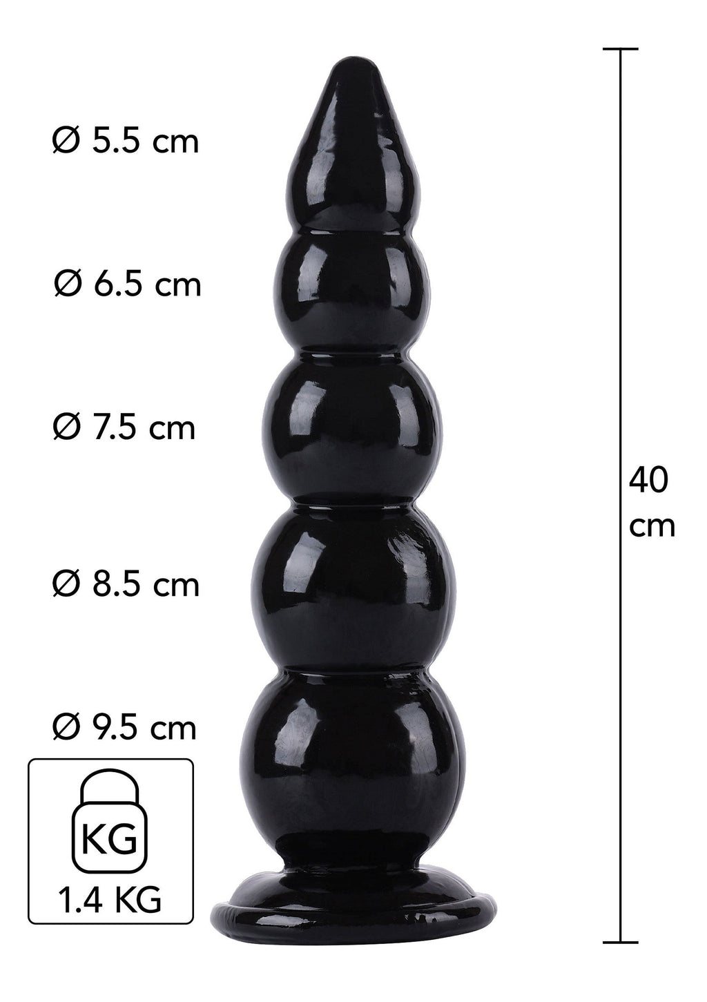 Black anal beads 40 cm