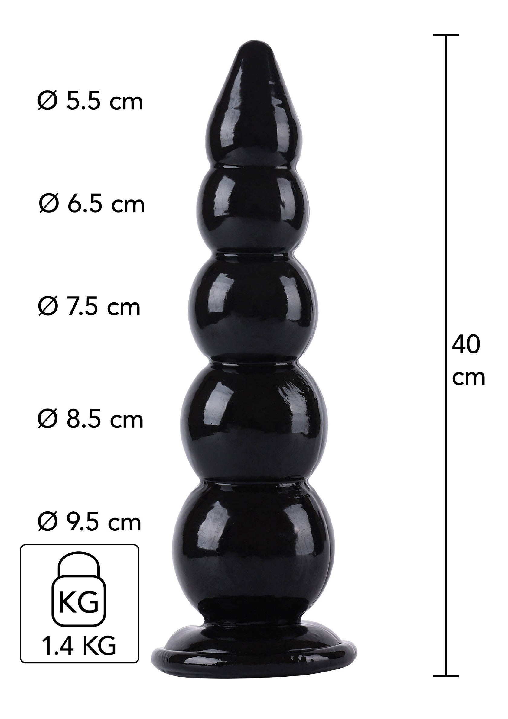 Black anal beads 40 cm