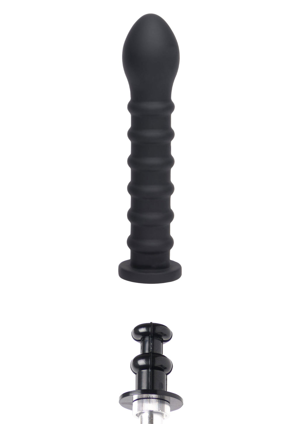 Easy-Lock ribbed dildo 19 cm black