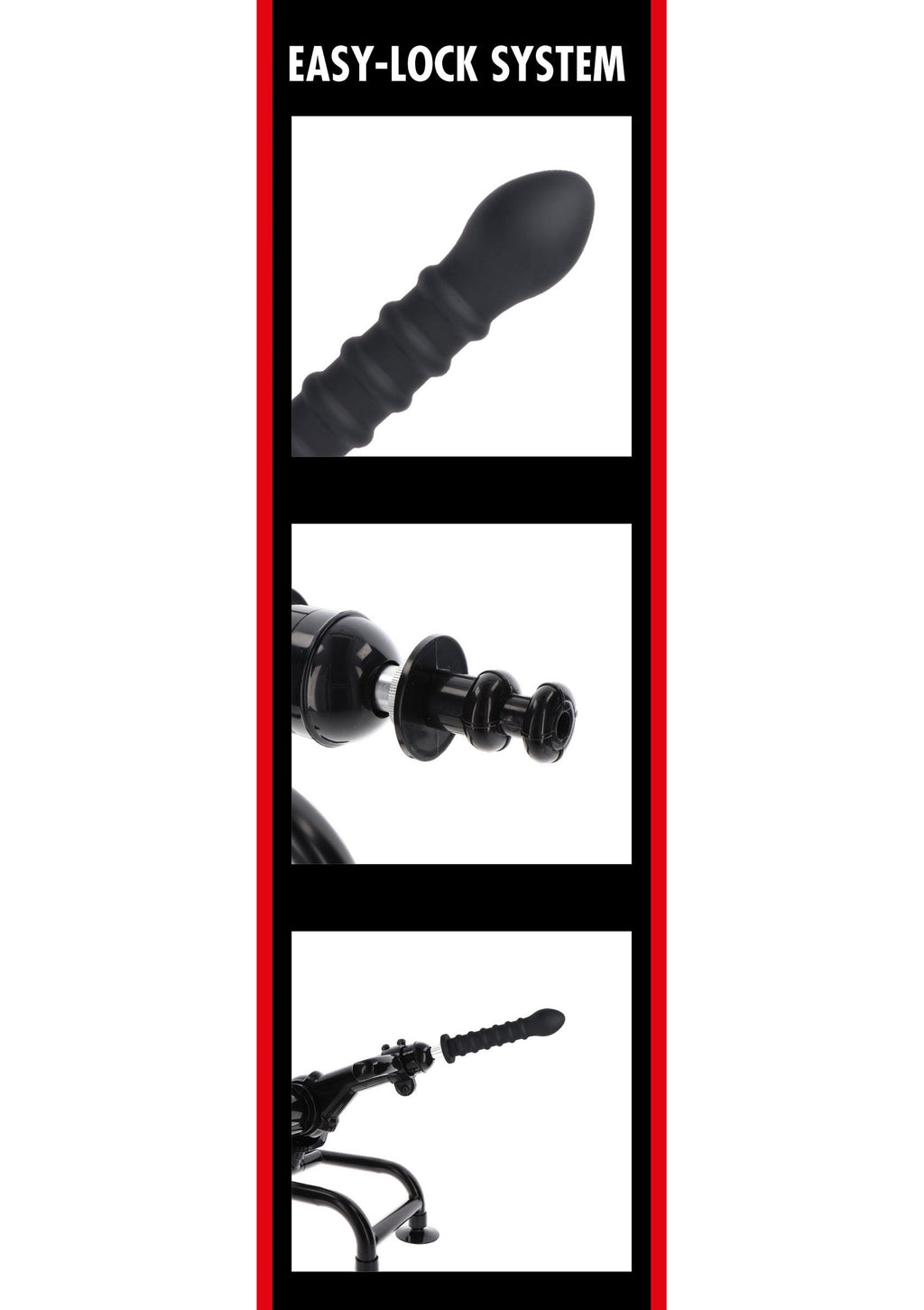 Easy-Lock ribbed dildo 19 cm black
