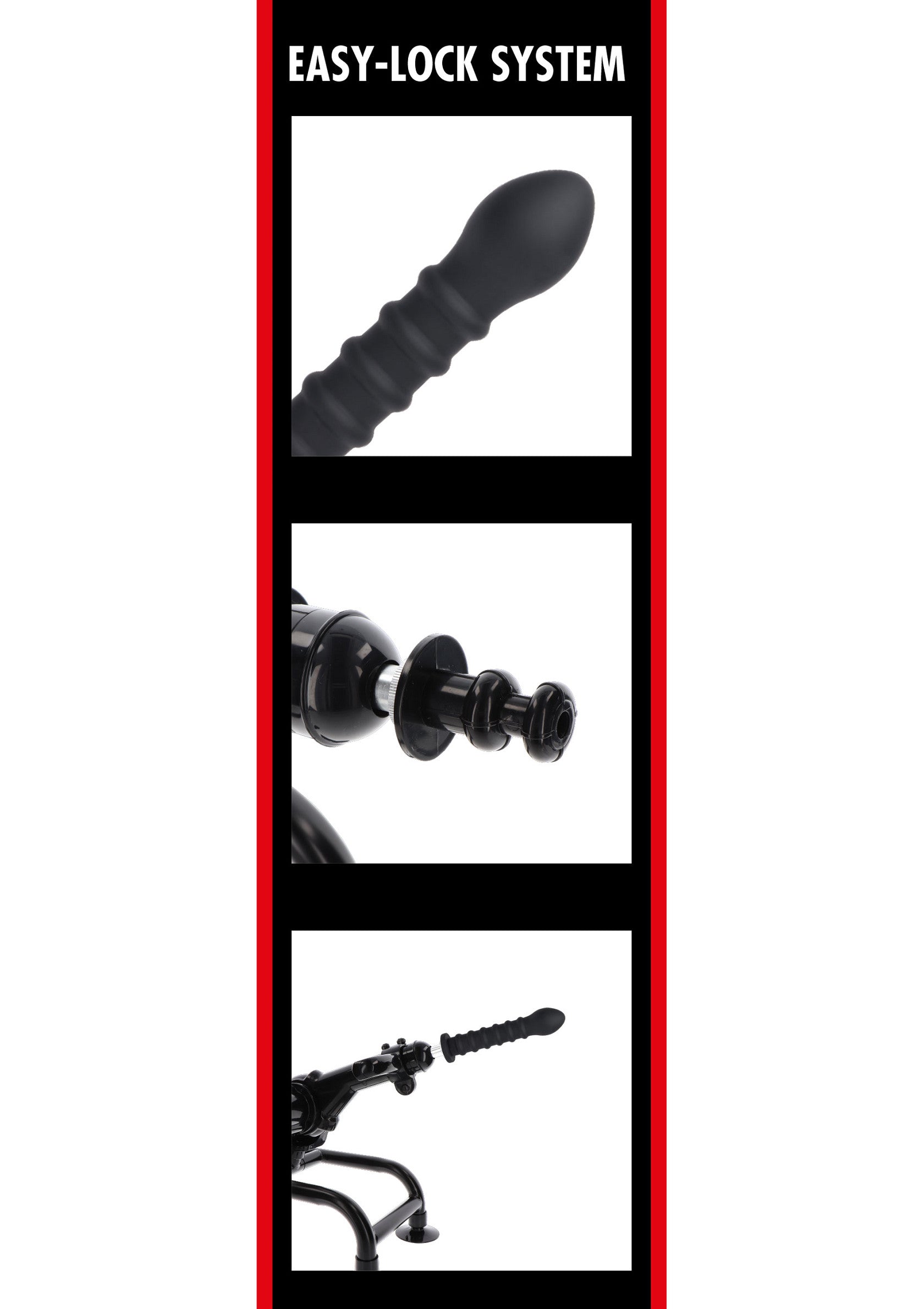 Easy-Lock ribbed dildo 19 cm black