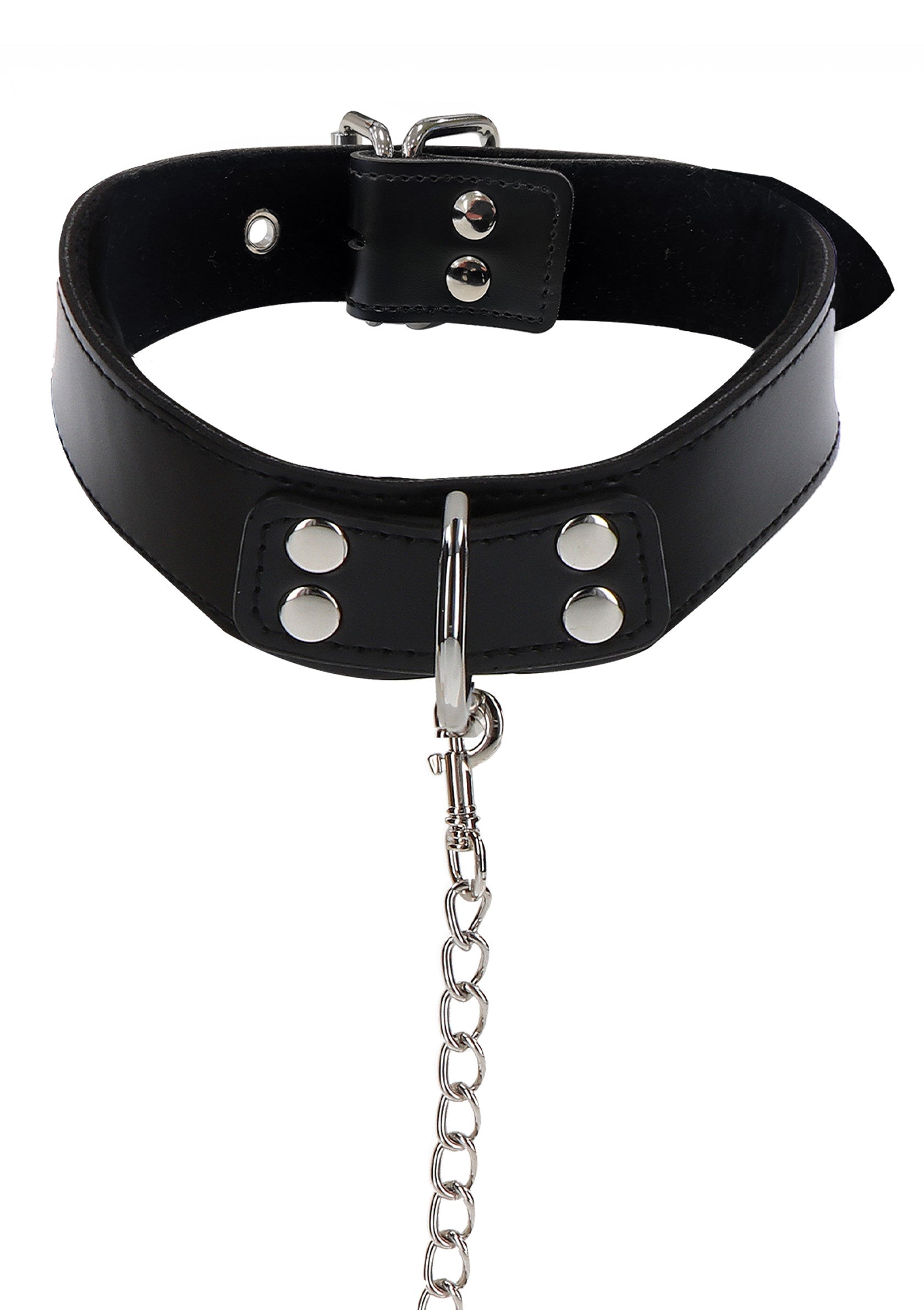 Elegant black chain collar and leash