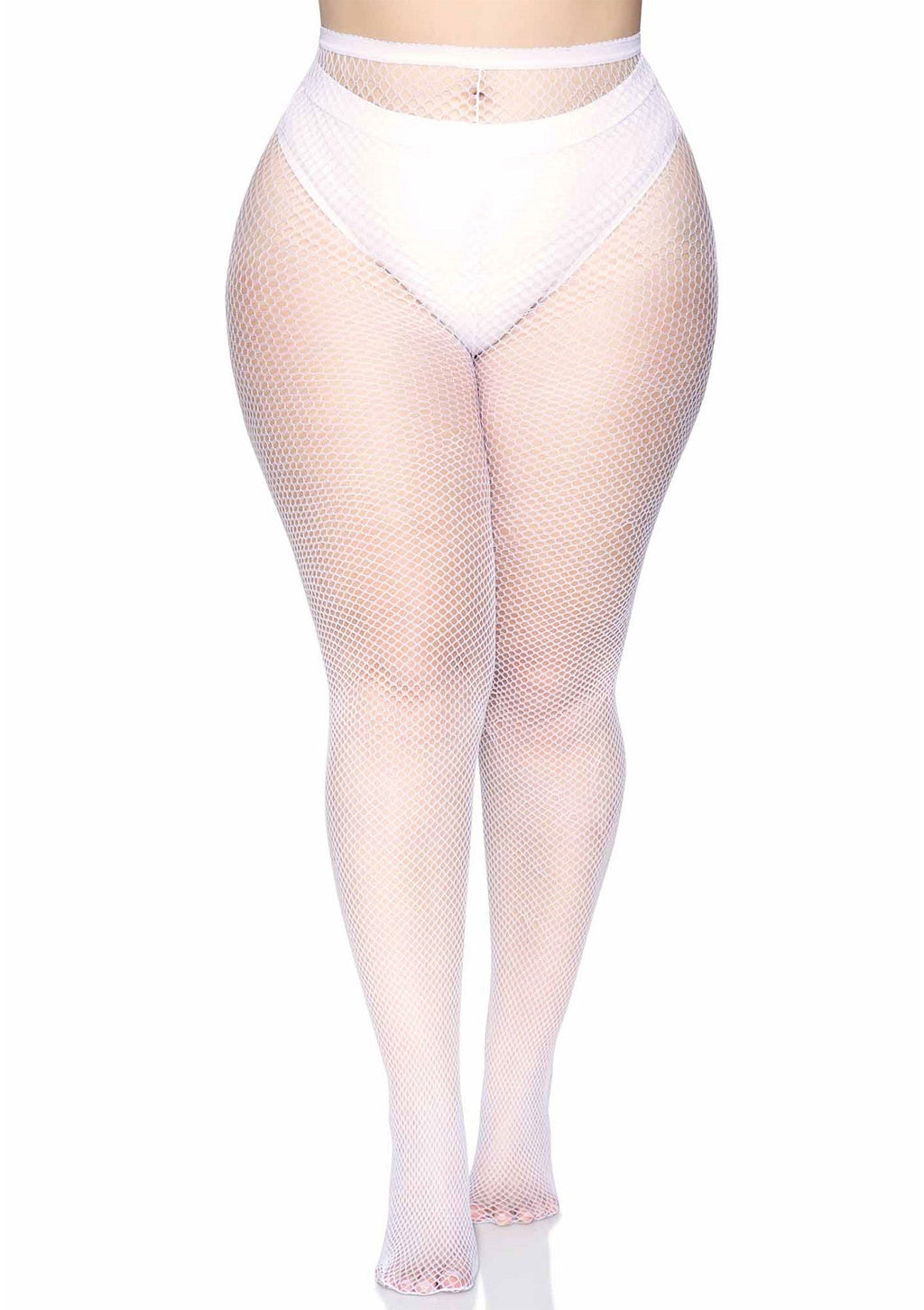 Plus white fishnet tights