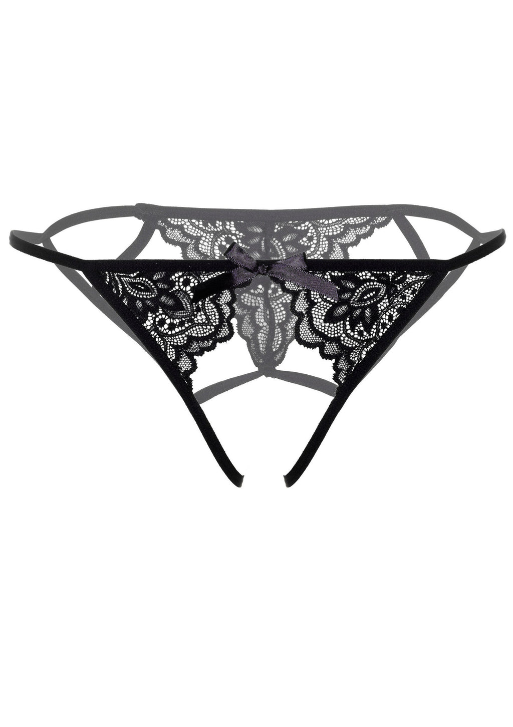 Black bikini with thin straps Inez without crotch
