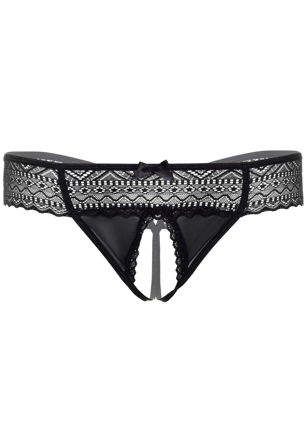 Black Roxanne Crotchless Thong