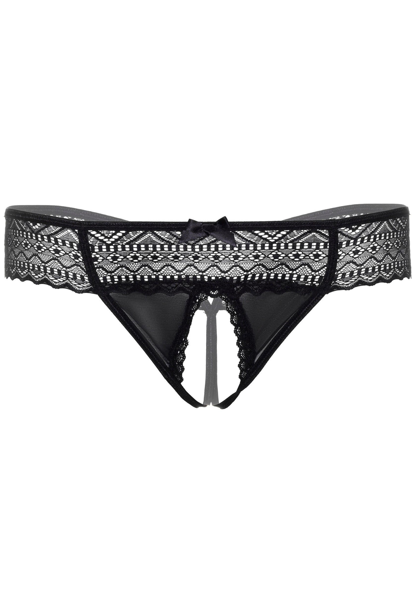 Black Roxanne Crotchless Thong