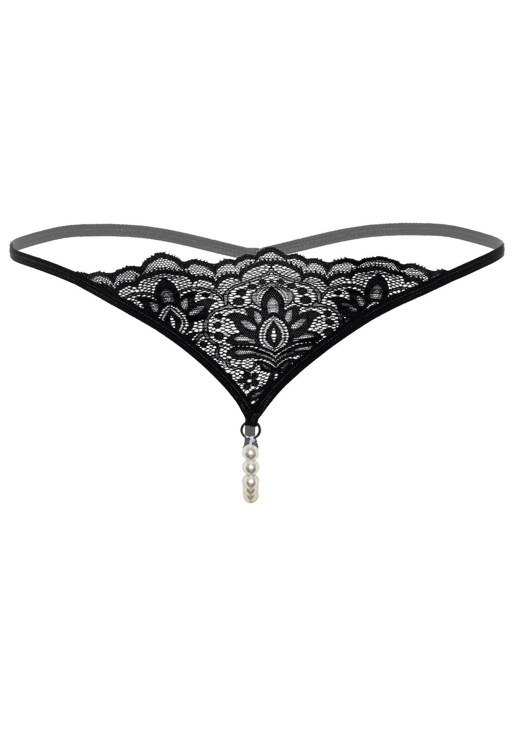 Black pearl beaded thong