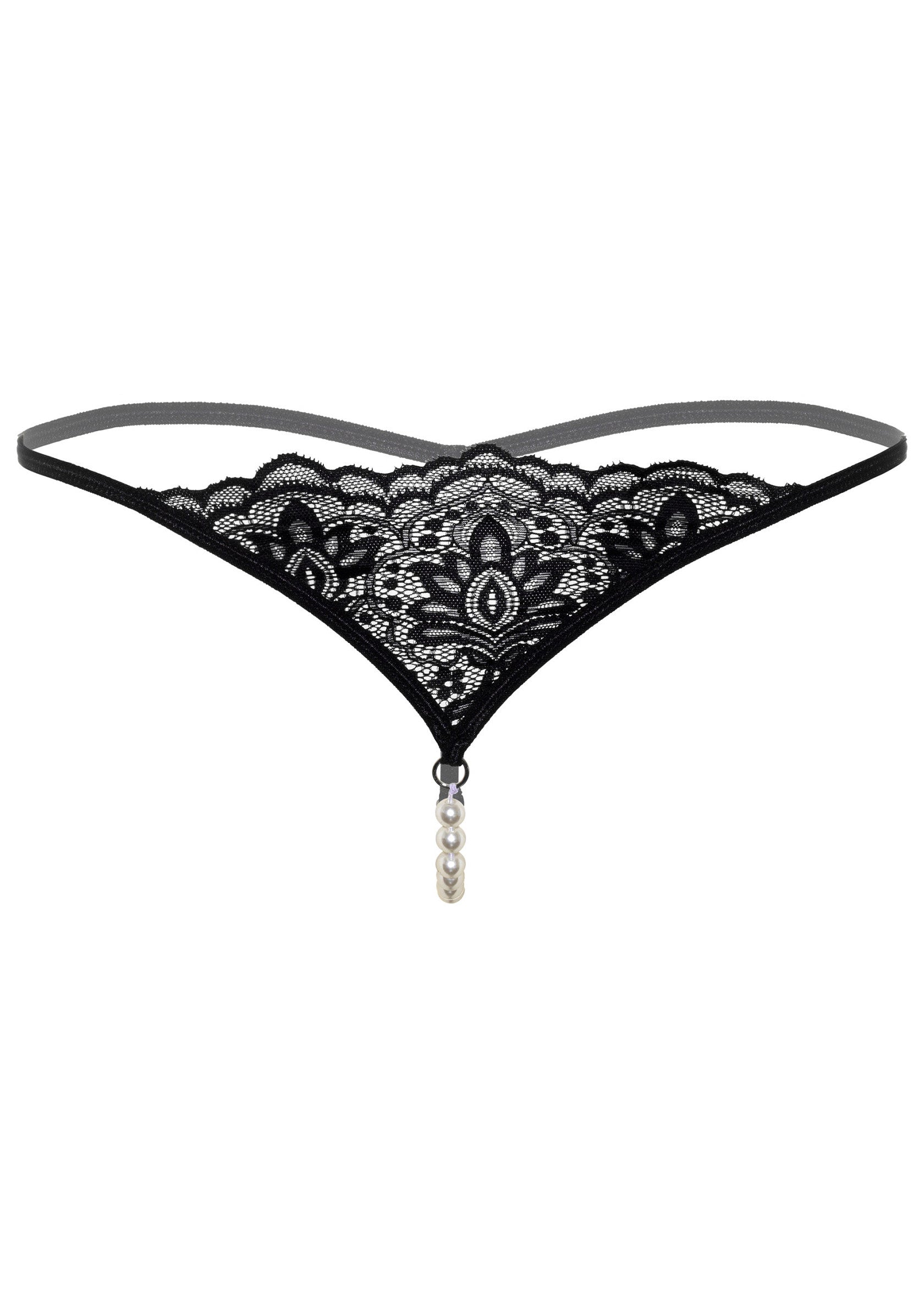 Black pearl beaded thong
