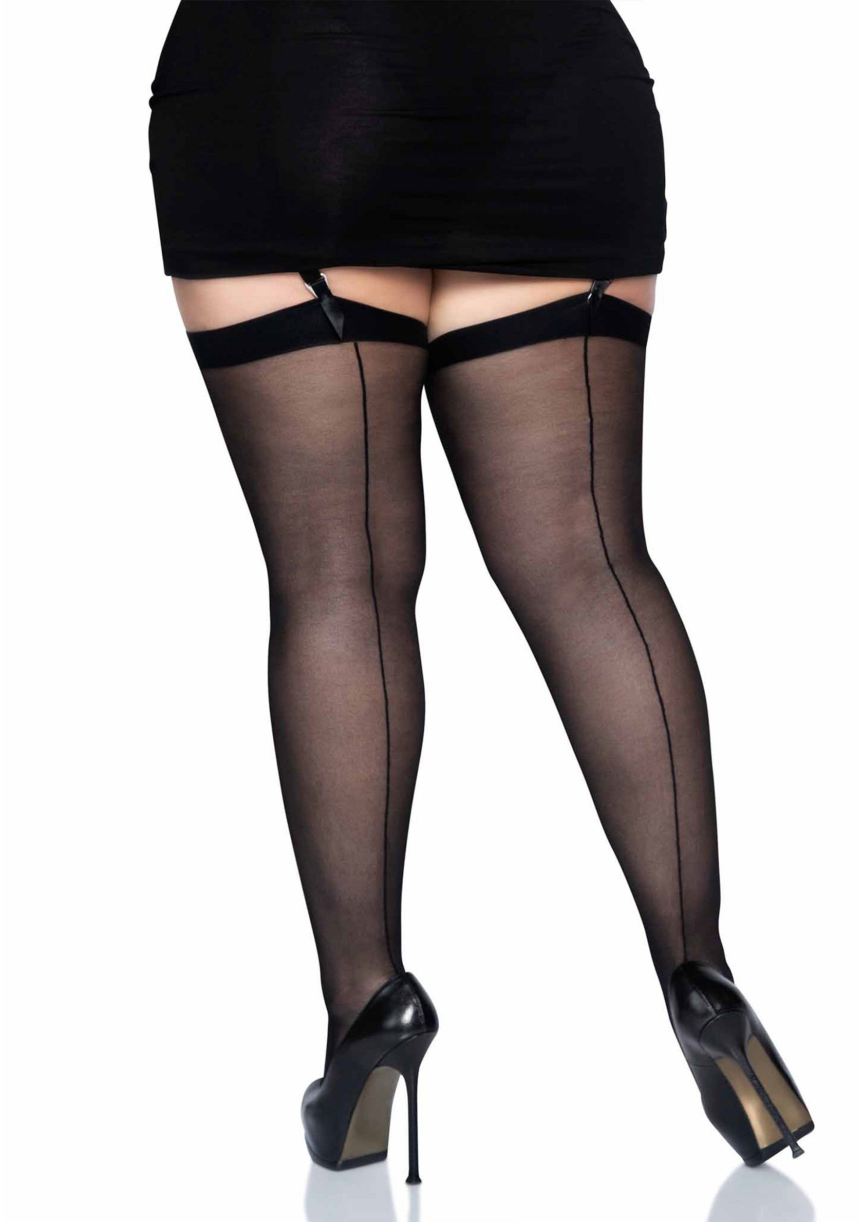 Black sheer stockings with back seam