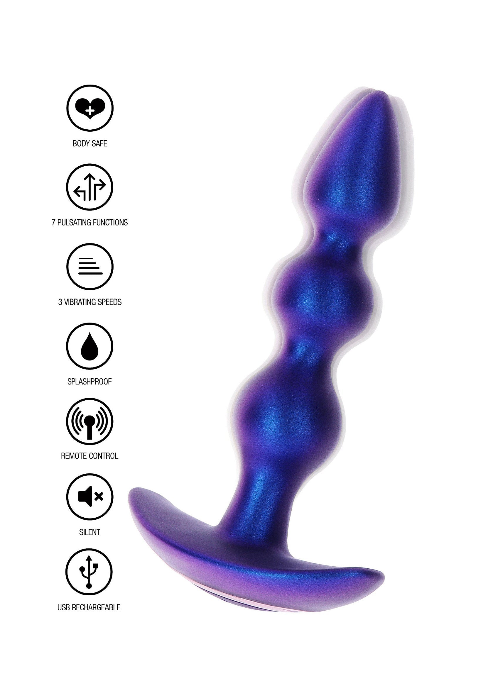 The vibrating anal plug with bold blue beads