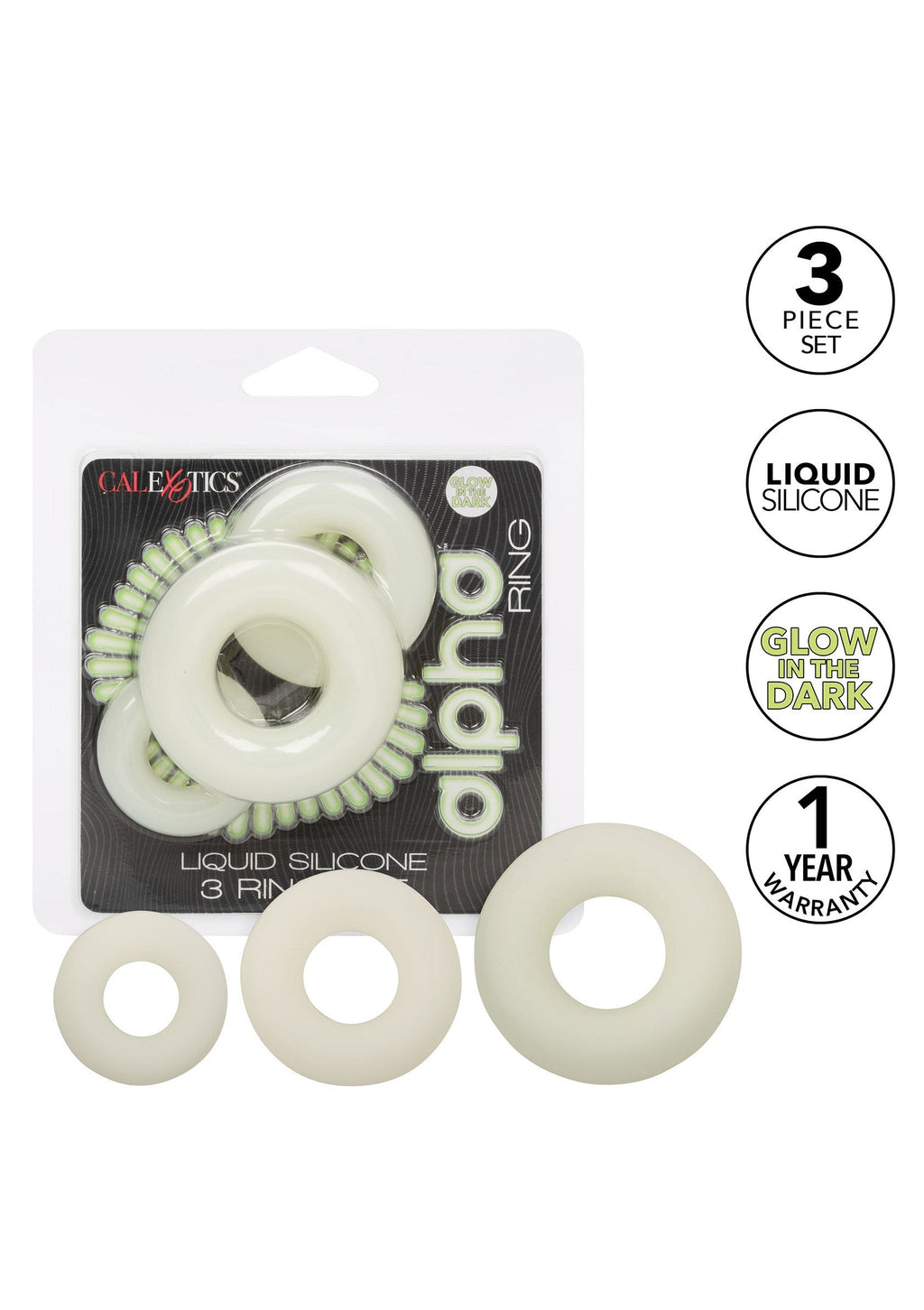 Set of 3 luminous silicone rings