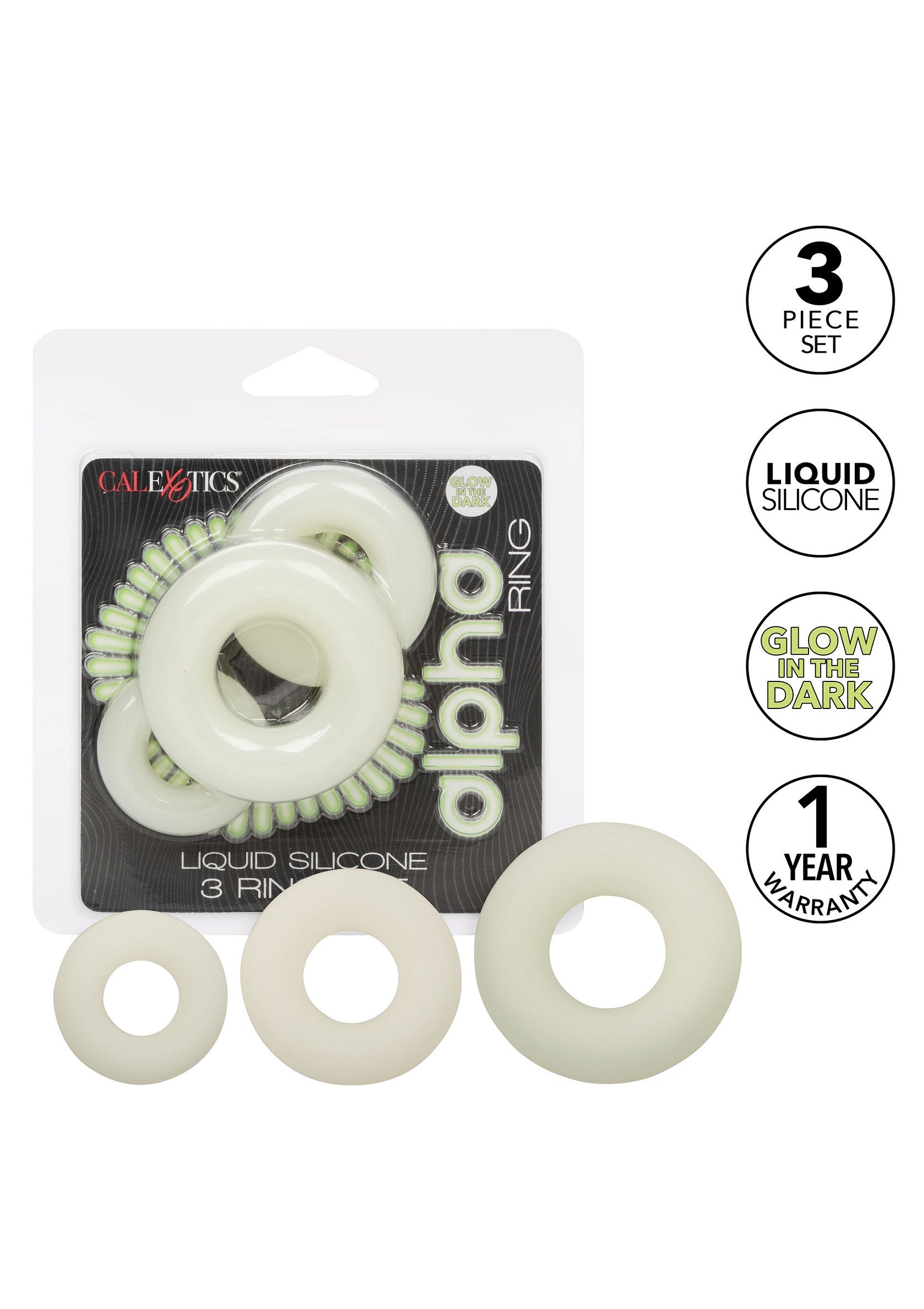 Set of 3 luminous silicone rings
