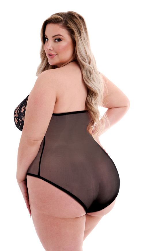 KISSES ECO LACE AND NET TEDDY BLACK, OS