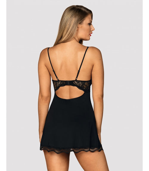 LUVAE BLACK BABAYDOLL AND THONG L/XL