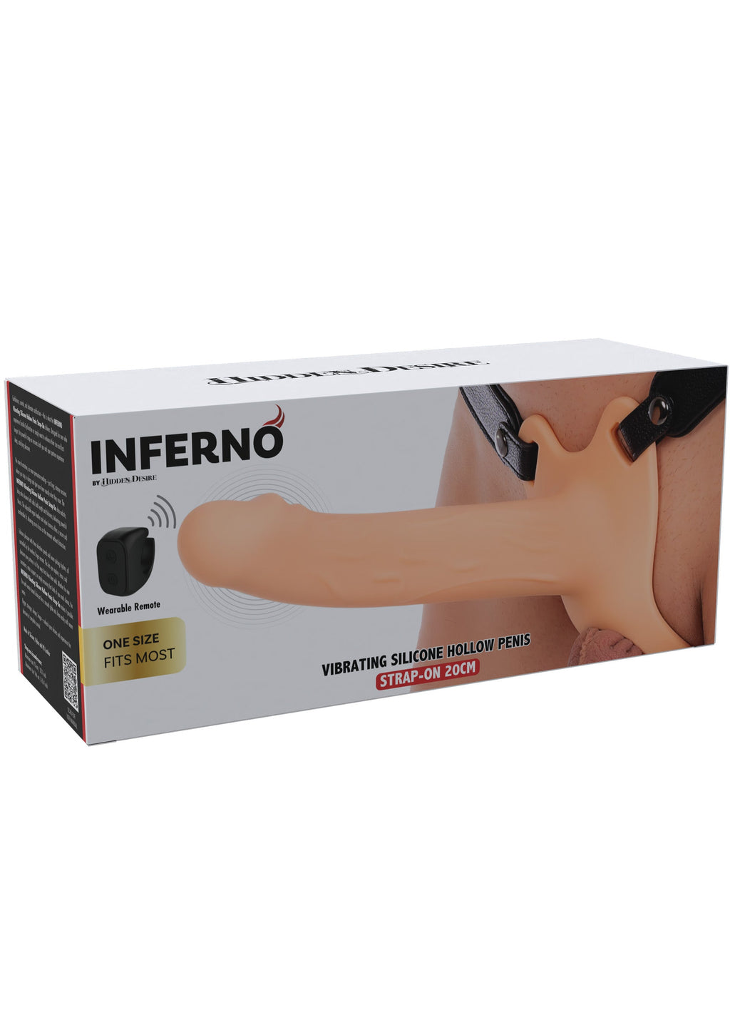 Hollow penis-shaped vibrating silicone strapon, 20 cm, flesh