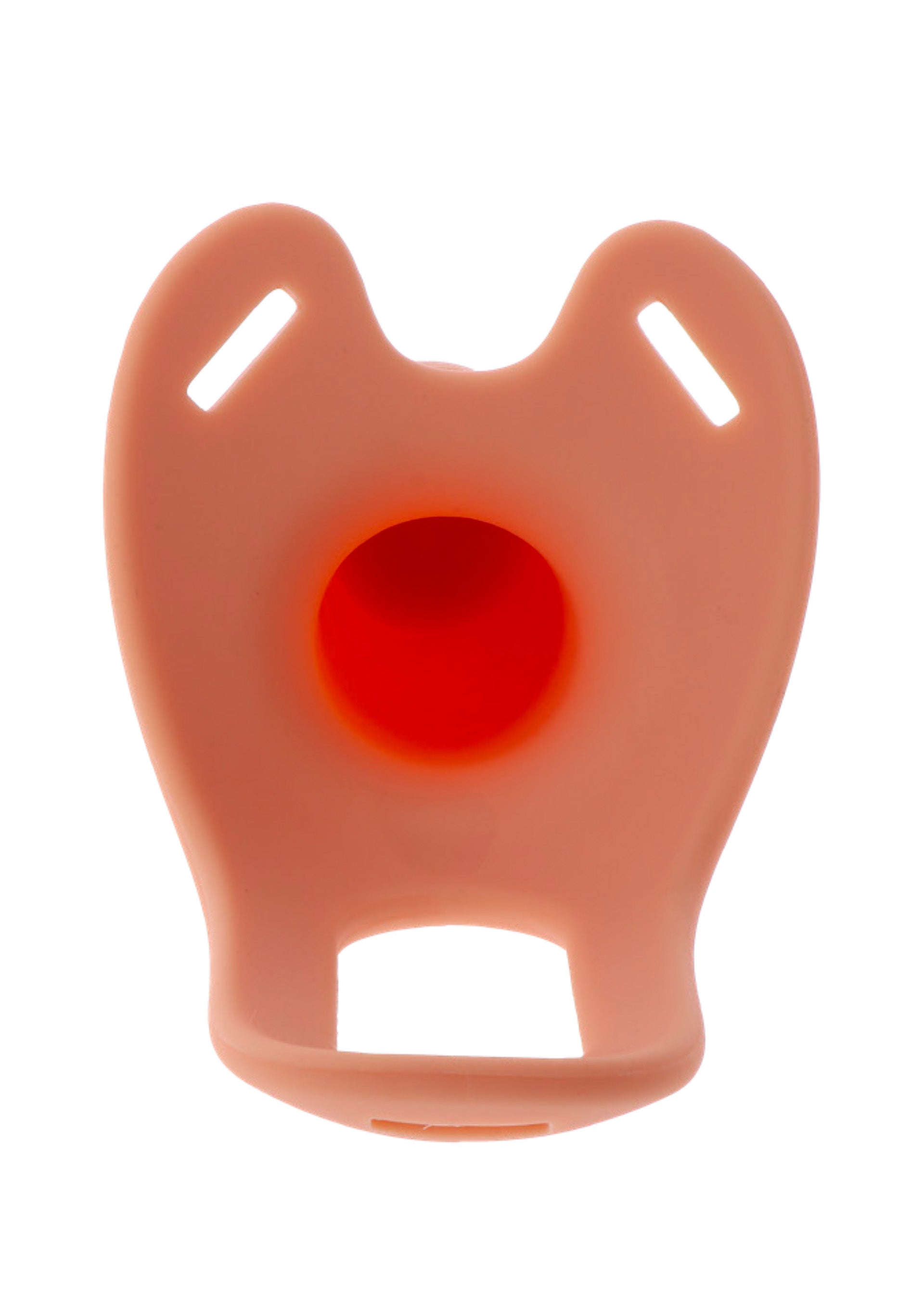 Hollow penis-shaped vibrating silicone strapon, 20 cm, flesh