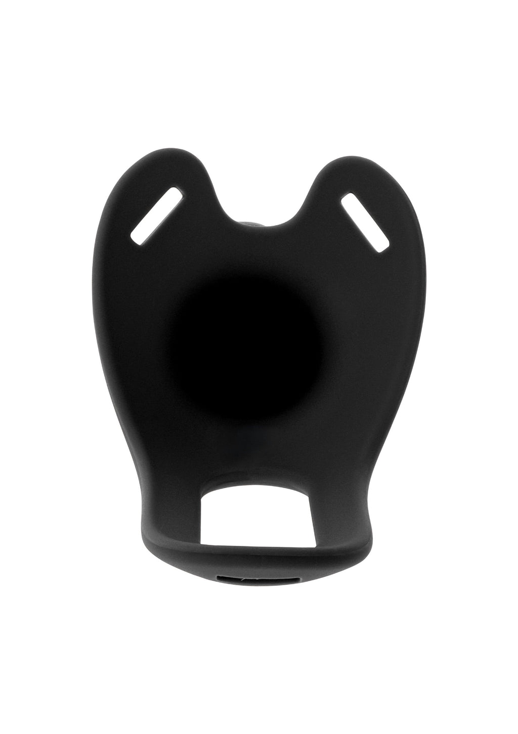 Hollow silicone penis-shaped vibrating strapon, 16 cm, black