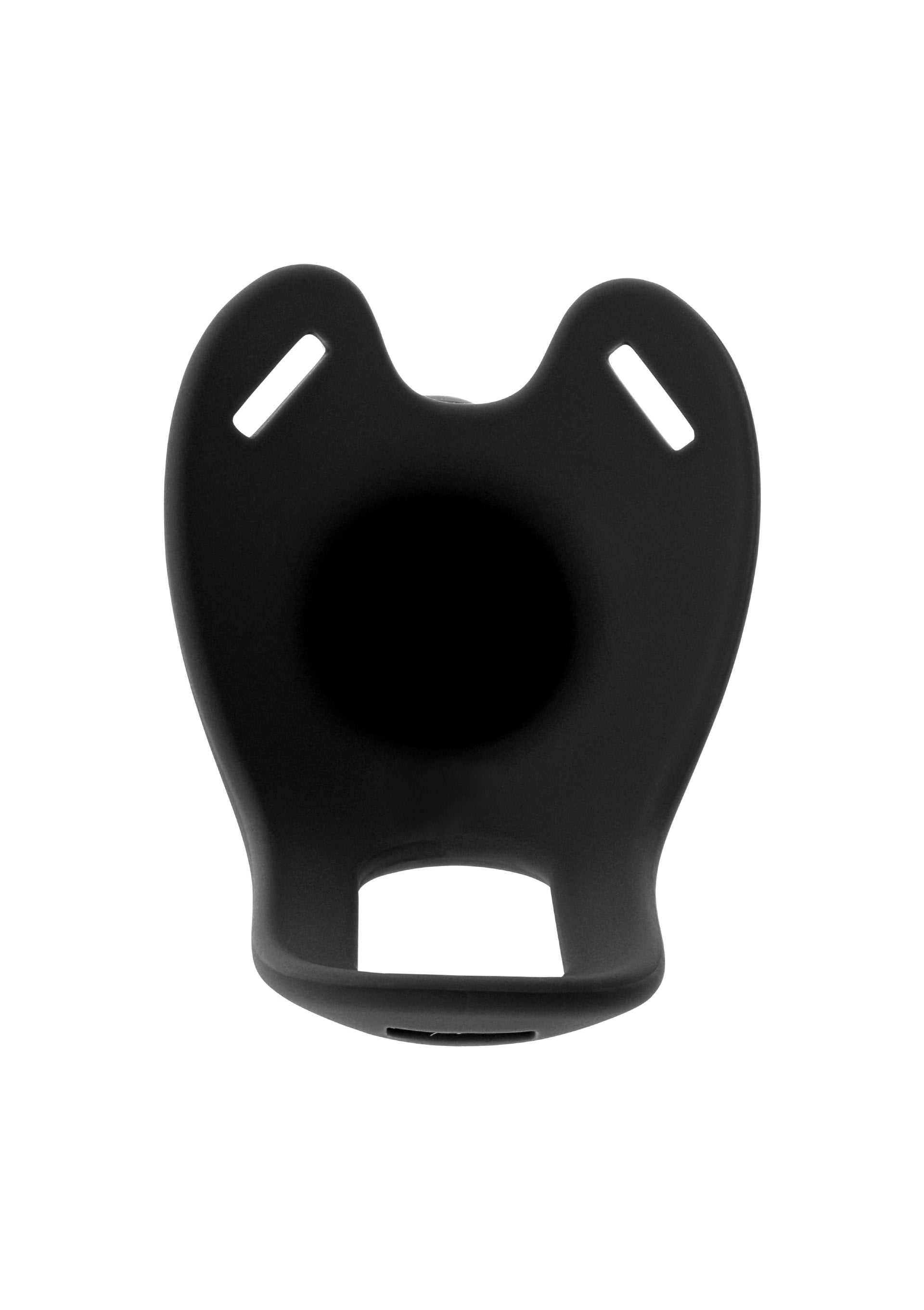 Hollow silicone penis-shaped vibrating strapon, 16 cm, black