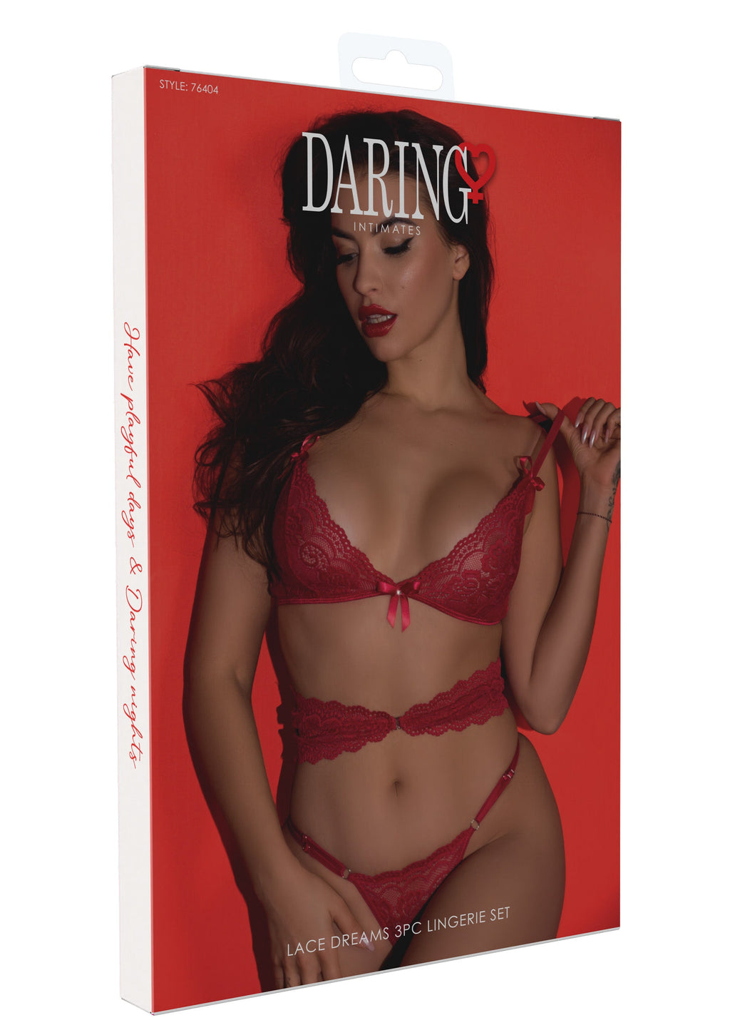 3-piece red Lace Dreams lingerie set