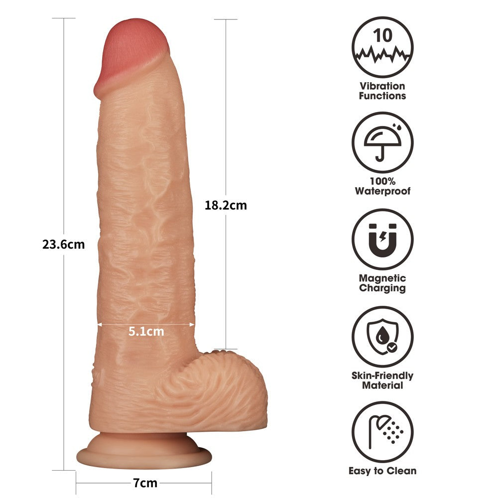 9.5" Power Basics Vibrating Penis