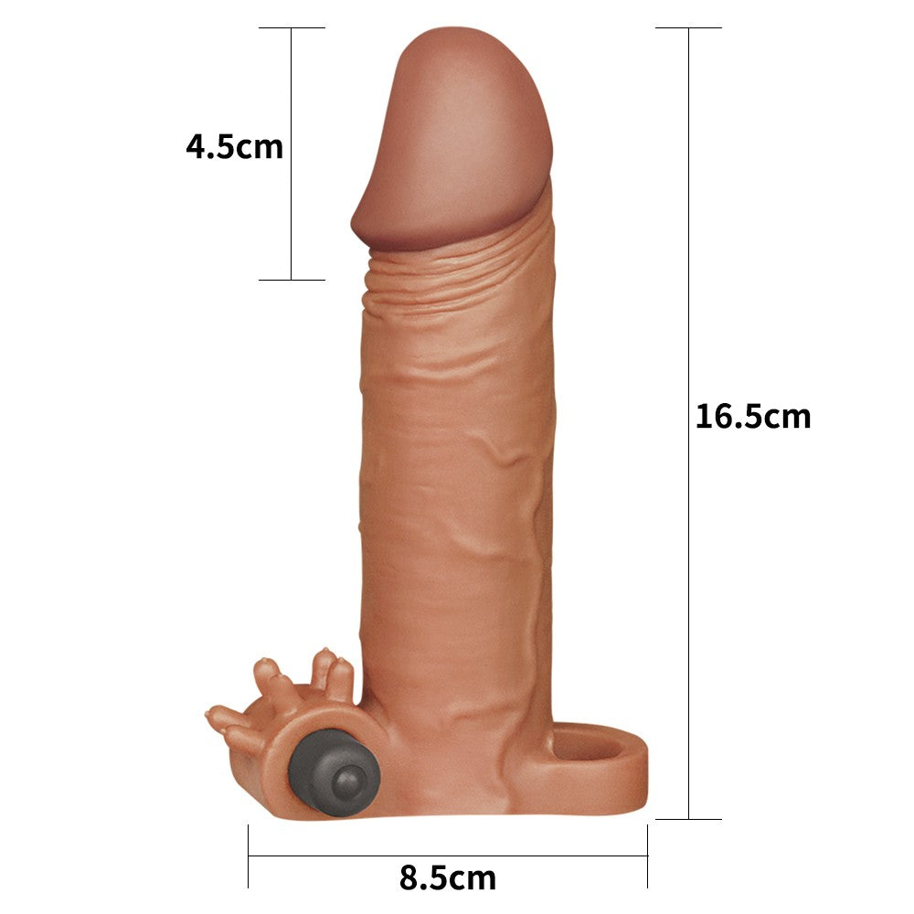 Pleasure X-Tender Vibrating Penis Sleeve No. 2 - Brown