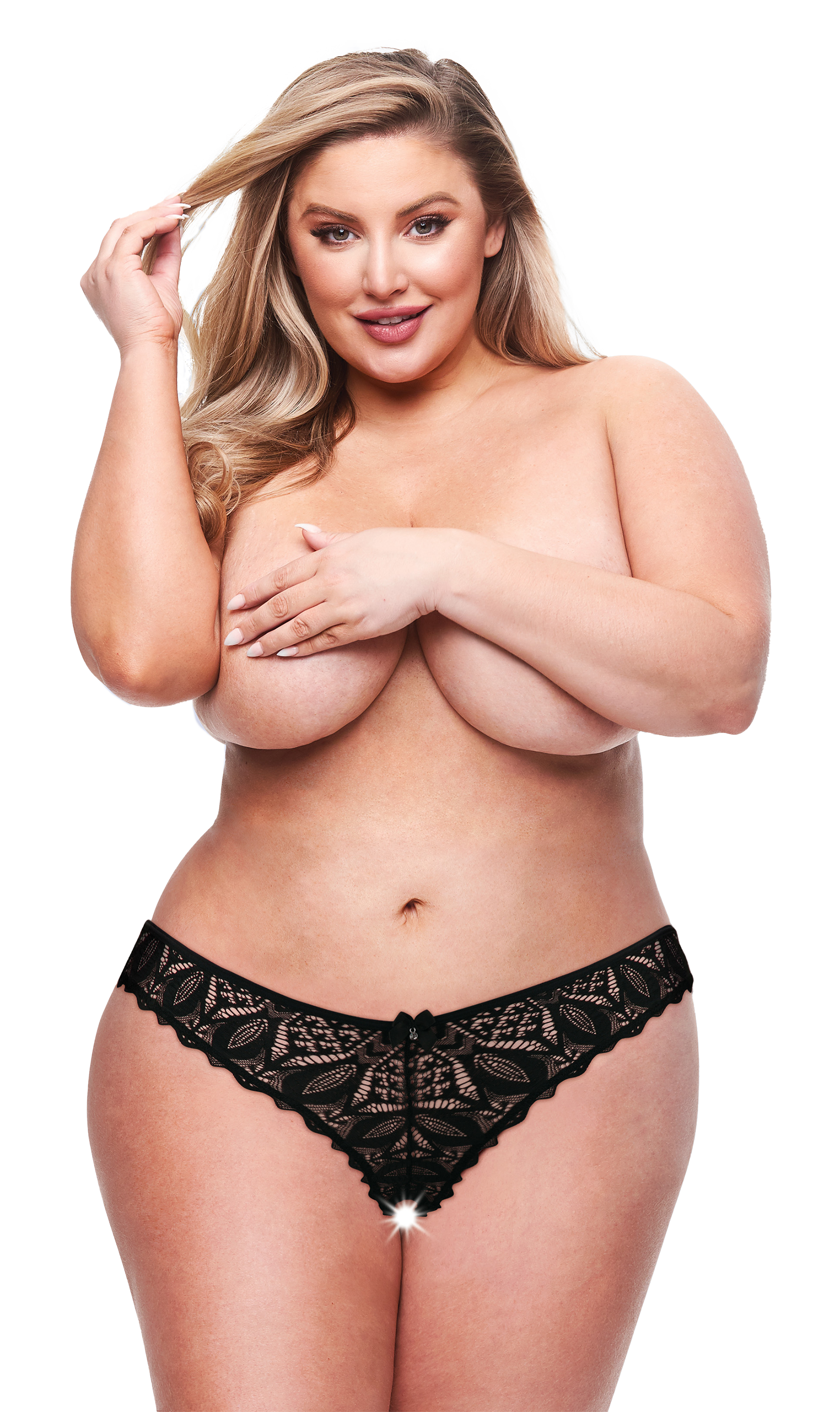 KISS BRAZILIAN BIKINI WITH STRAPS CROTCHLESS BLACK