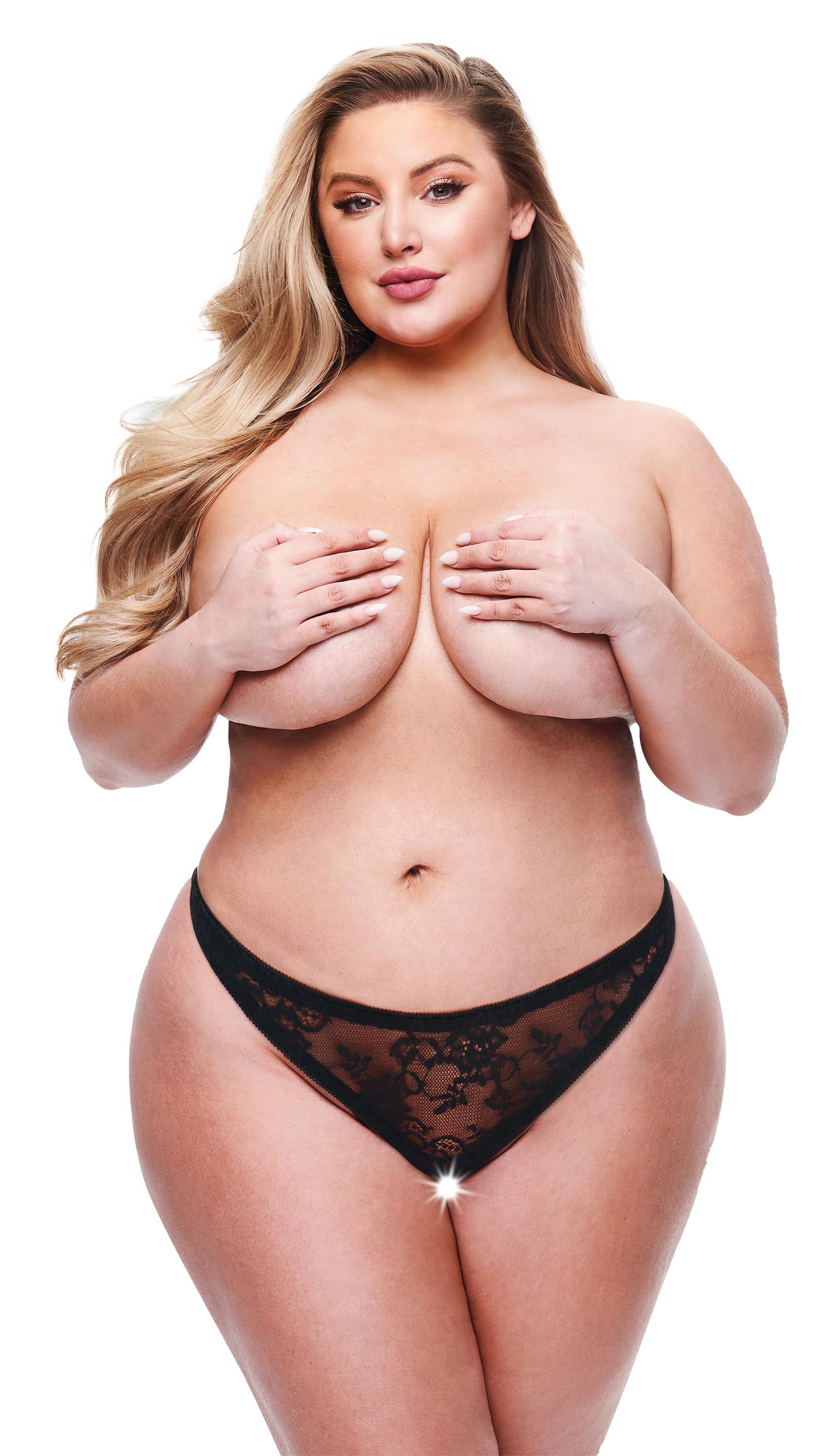 Lace backless briefs KISS - Black