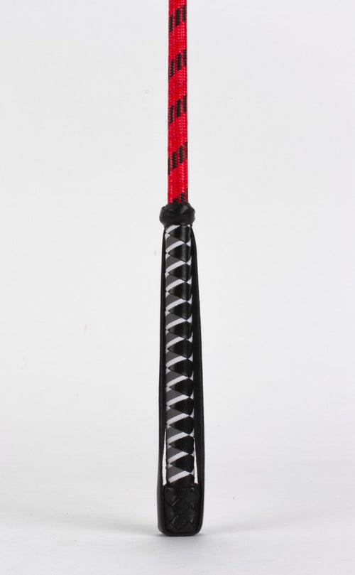 Nylon stick with neon stripe and goatskin handle, red nubuck leather top