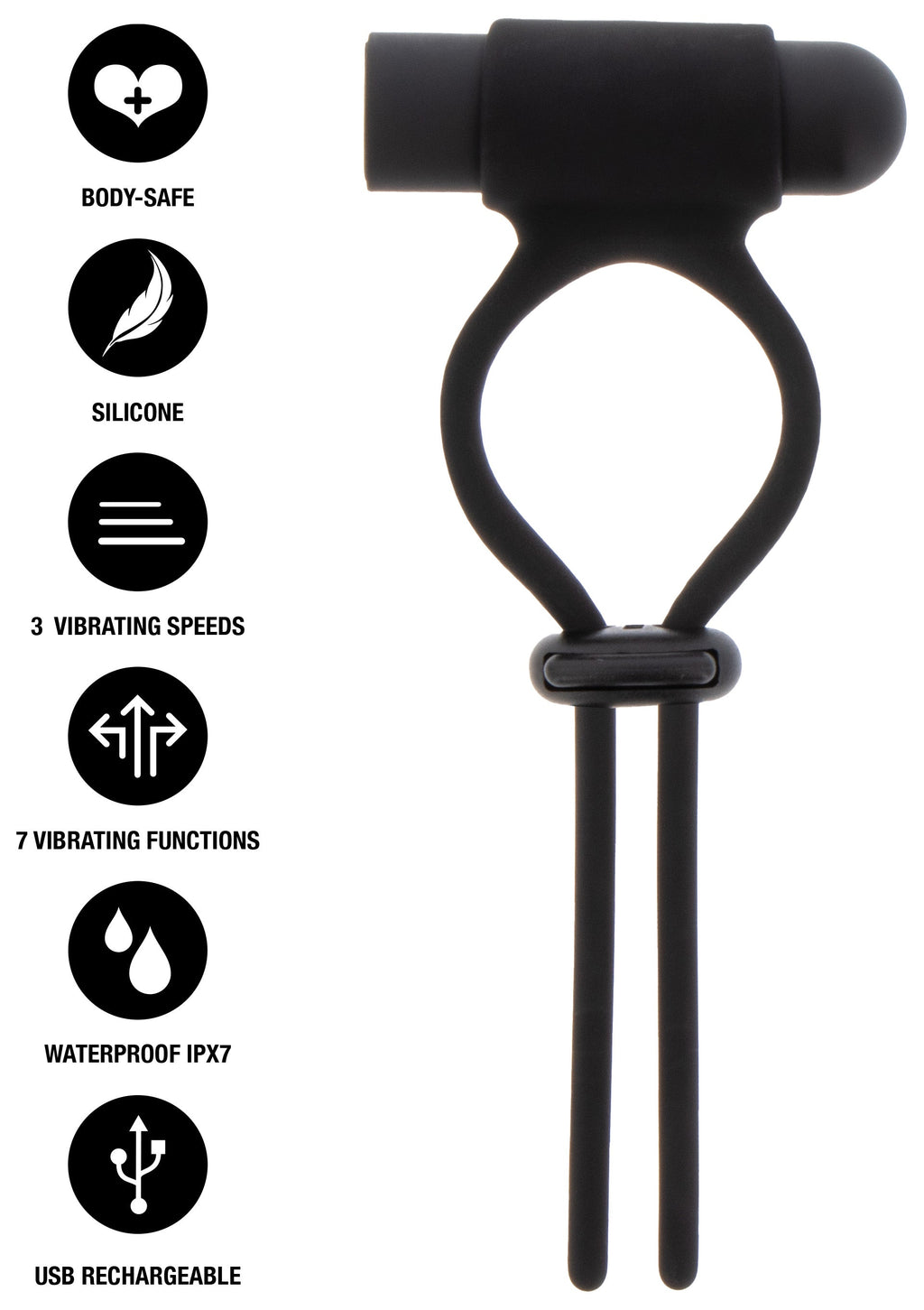 Black adjustable vibrating C-ring