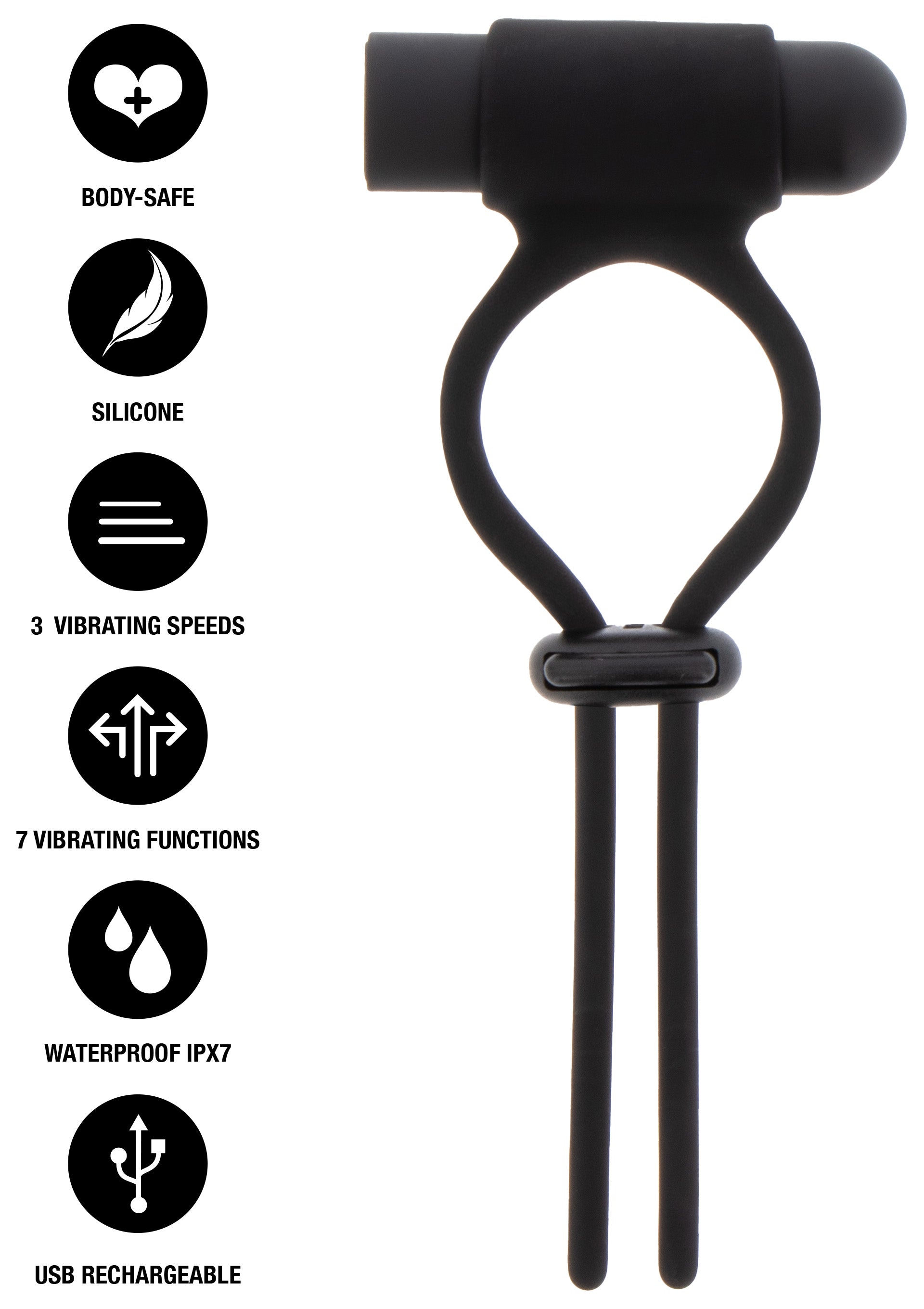 Black adjustable vibrating C-ring
