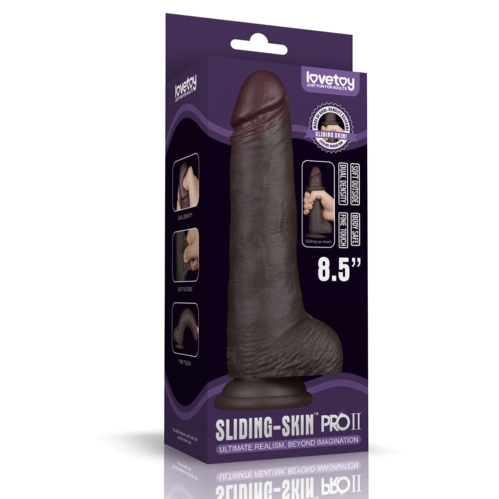 Sliding Skin Pro II Dual Layer Silicone Dildo 8.5 Inch (Black)