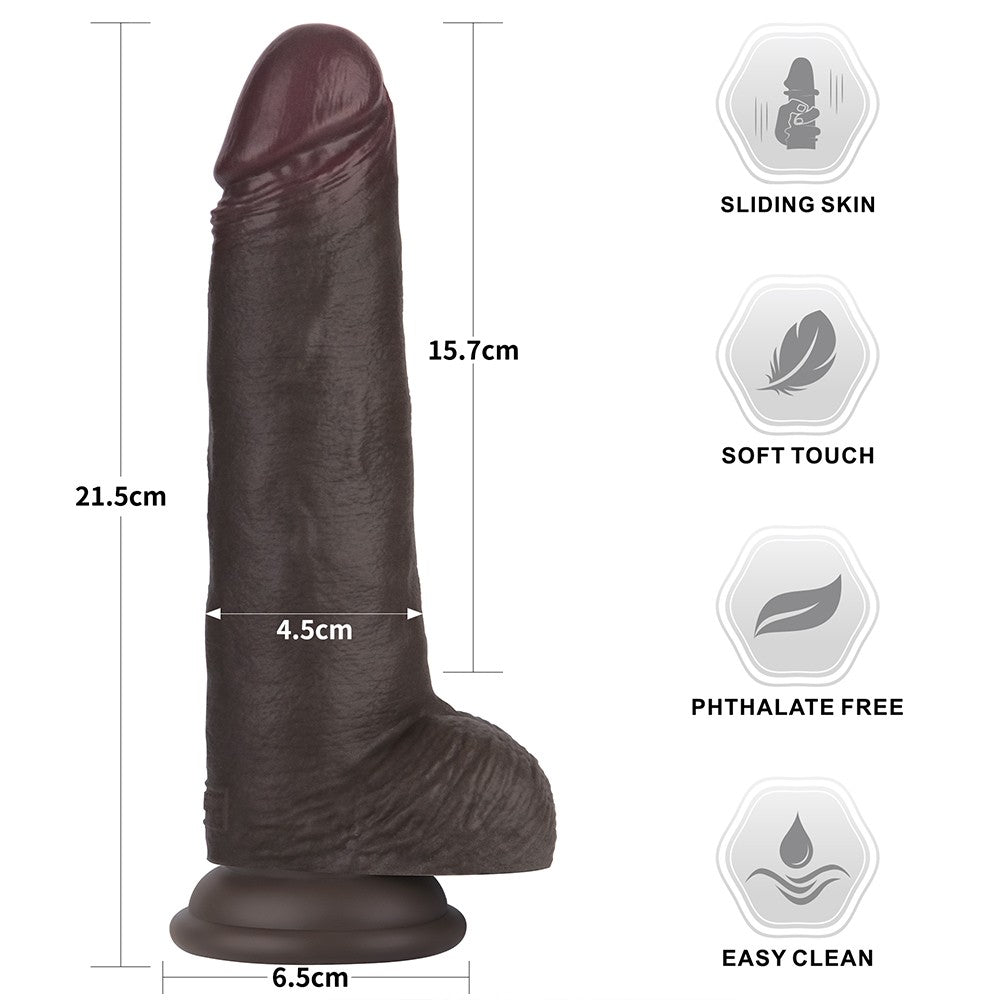 Sliding Skin Pro II Dual Layer Silicone Dildo 8.5 Inch (Black)