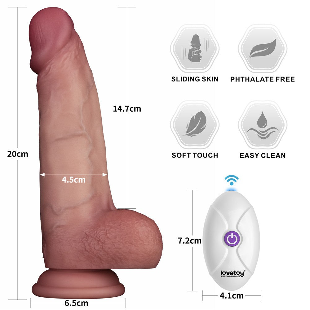 8" Vibrating Sliding Skin Pro II Silicone Dildo