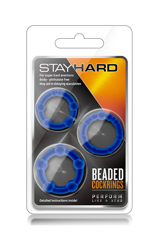 BEADED BLUE COCK RINGS STAY HARD