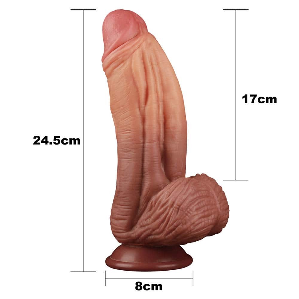 10" Double-layer Silicone Nature Cock Brown_B0O50_3