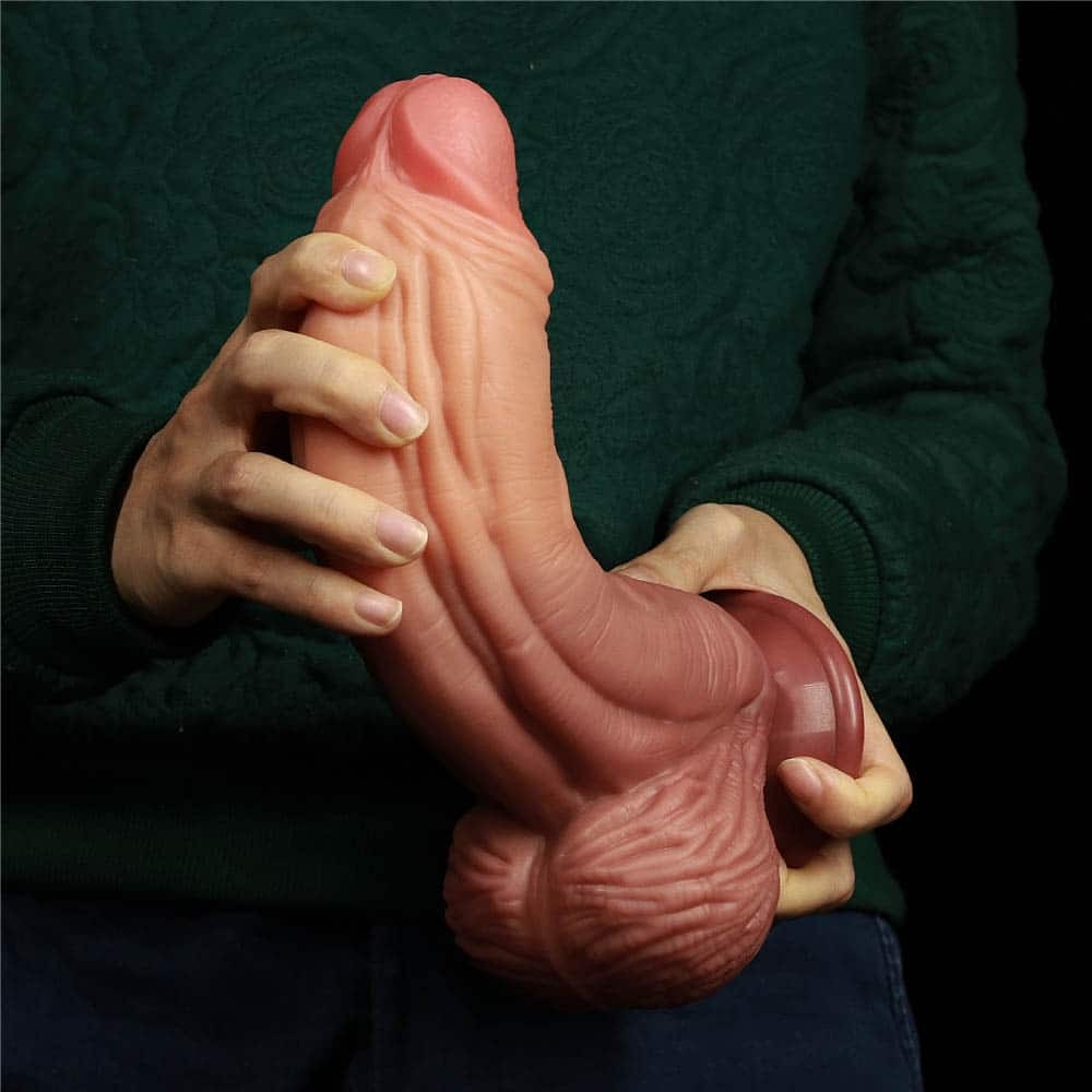 10" Double-layer Silicone Nature Cock Brown_B0O50_3