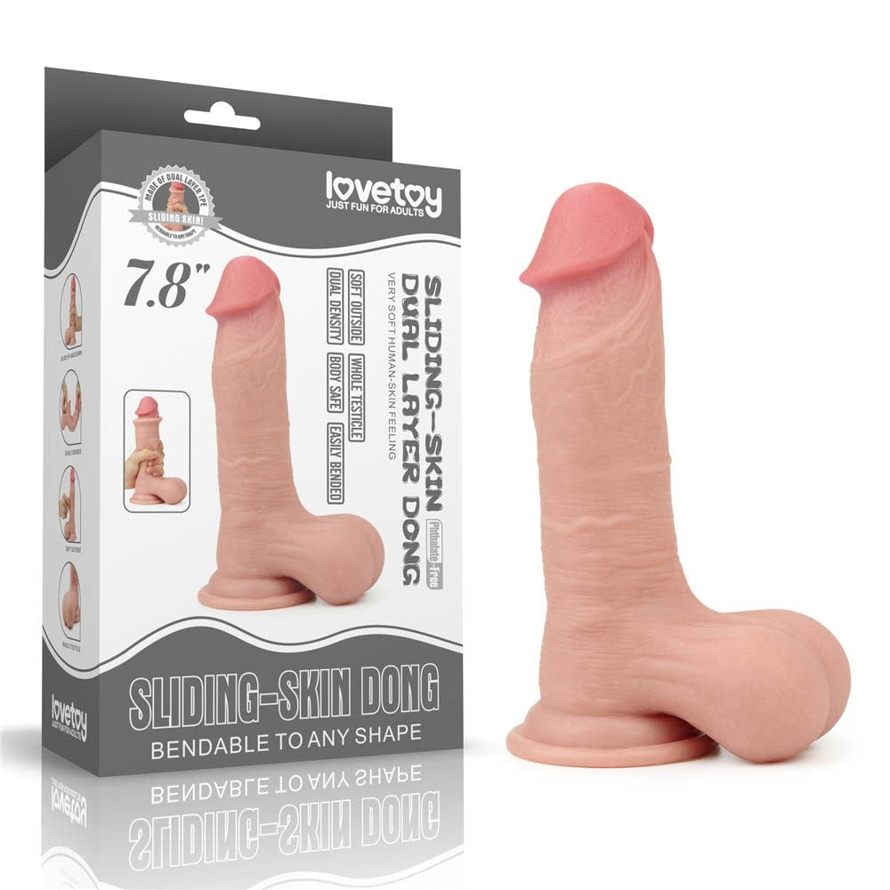 7.8'' Dual Layer Dildo with Sliding Skin - Full Testicle